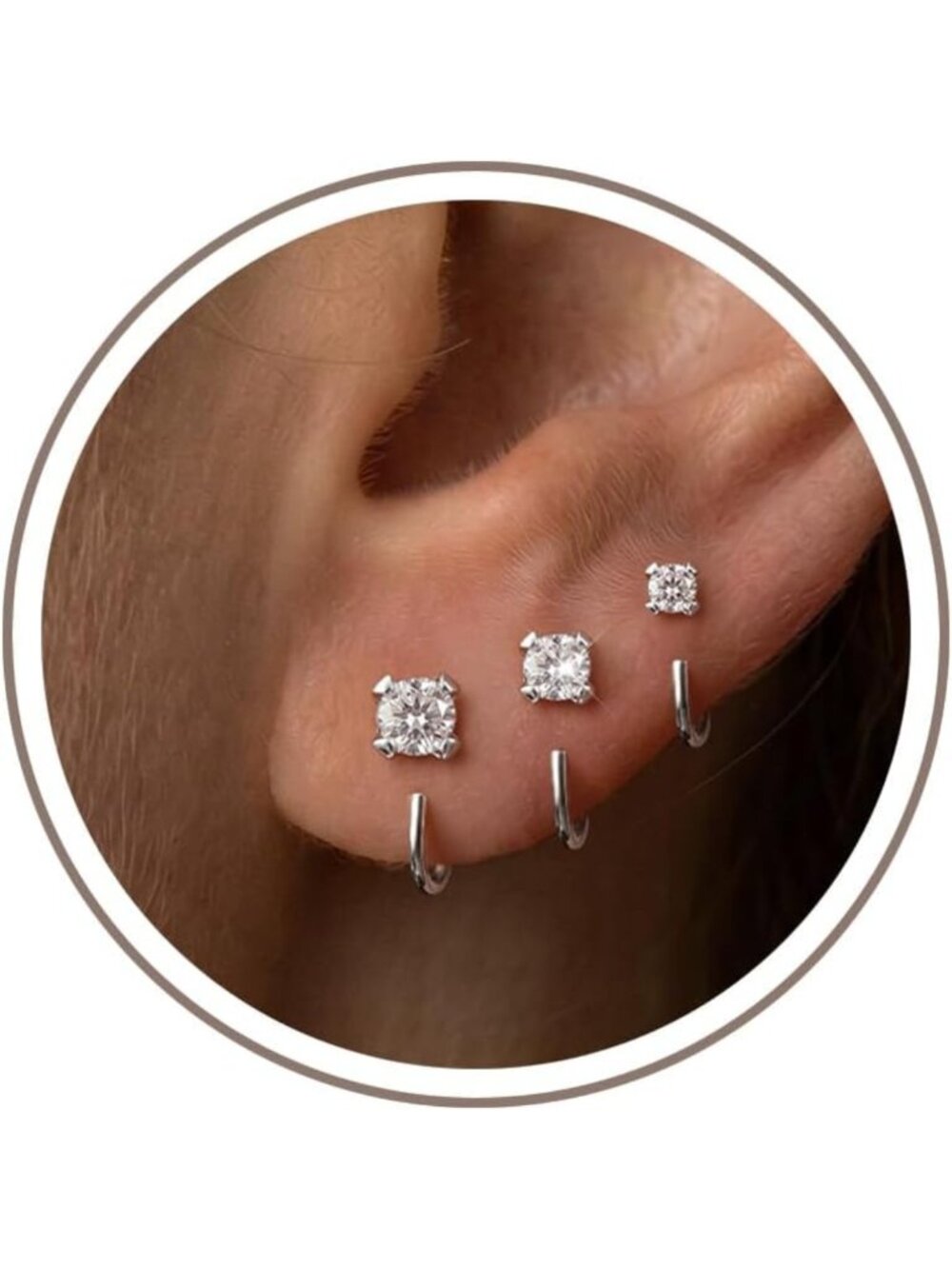 Sterling Silver Half Hoop Earrings for Women - 3 Pairs, Elegant & Versatile